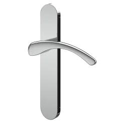 Ensemble poignée sur plaque rond GoodHome Ruis effet chromé gris L.138.5mm x l.42mm entraxe 165-195mm