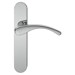 Ensemble poignée sur plaque rond GoodHome Ruis effet chromé gris L.138.5mm x l.42mm entraxe 165-195mm