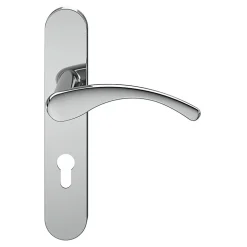 Ensemble poignée sur plaque rondcylindre GoodHome Ruis effet chromé gris L.138.5mm x l.42mm entraxe 165-195mm
