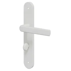 Ensemble poignée sur plaque Incurvé à condamnation GoodHome Primel mat blanc L.126mm x l.40mm entraxe 195mm