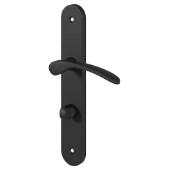 Ensemble poignée sur plaque rond à condamnation GoodHome Beare effet nickel mat noir L.110.5mm x l.40mm entraxe 195mm