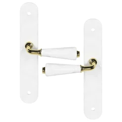 Ensemble poignée sur plaque Droit GoodHome Porcelaine Vras blanc L.115mm x l.45mm entraxe 195mm