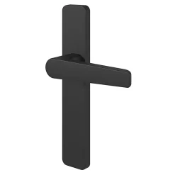 Ensemble poignée sur plaque rectangulaire GoodHome Kerver effet nickel mat noir L.128mm x l.42mm entraxe 165-195mm