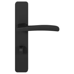 Ensemble poignée sur plaque rectangulaire à condamnation GoodHome Irvil effet nickel mat noir L.126.5mm x l.42mm entraxe 165-195mm