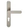 Ensemble poignée sur plaque rond GoodHome Minzh effet nickel satin gris L.120mm x l.33mm entraxe 195mm