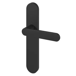Ensemble poignée sur plaque rond GoodHome Minzh effet nickel mat noir L.120mm x l.42mm entraxe 165-195mm