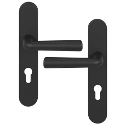Ensemble poignée sur plaque rondcylindre GoodHome Dizel effet nickel mat noir L.121.5mm x l.42mm entraxe 165-195mm