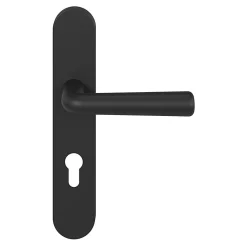 Ensemble poignée sur plaque rondcylindre GoodHome Dizel effet nickel mat noir L.121.5mm x l.42mm entraxe 165-195mm