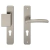 Ensemble poignée sur plaque rectangulaire GoodHome Irvil effet nickel satin gris l.x l.40mm entraxe 195mm