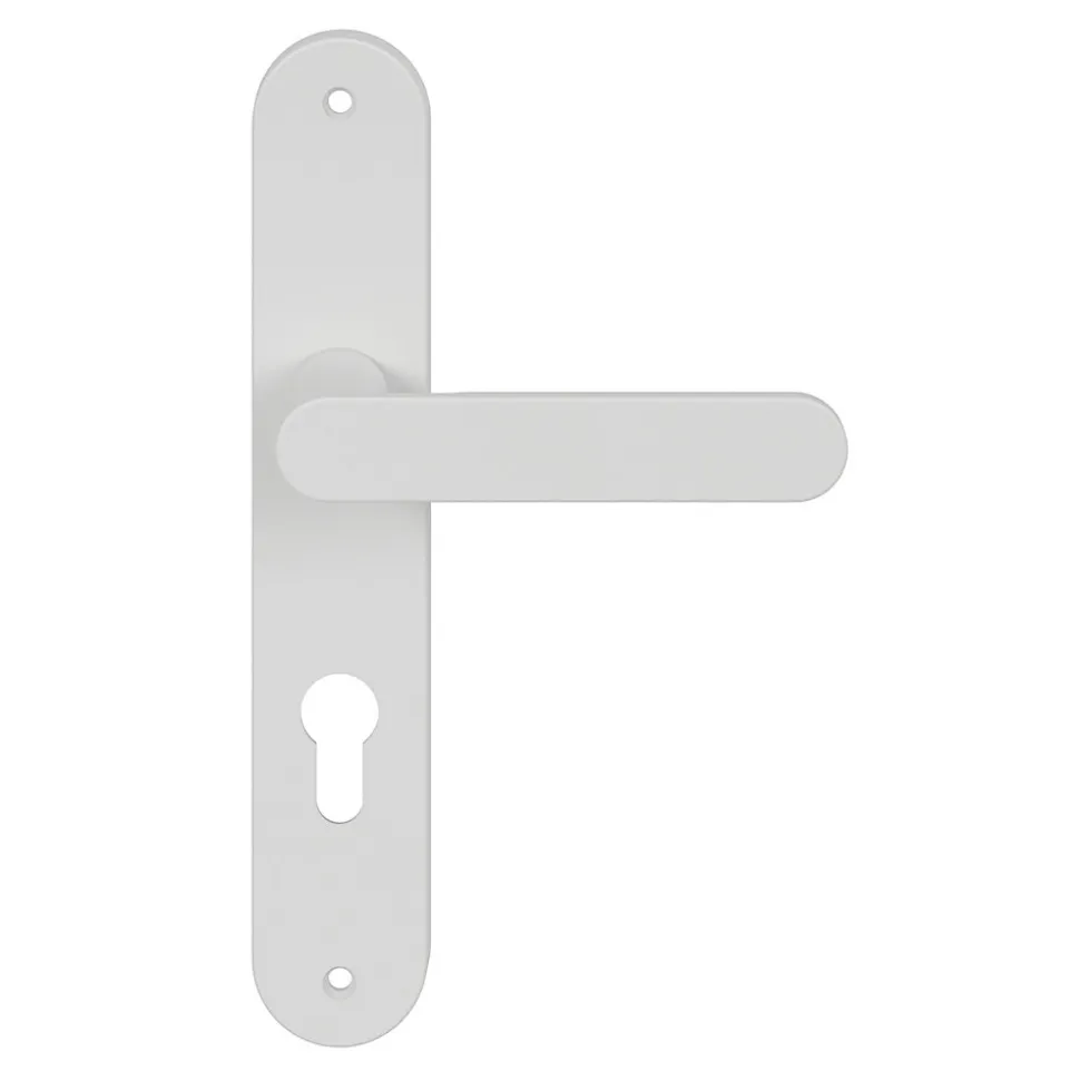 Ensemble poignée sur plaque rond GoodHome Minzh blanc L.120mm x l.40mm entraxe 195mm