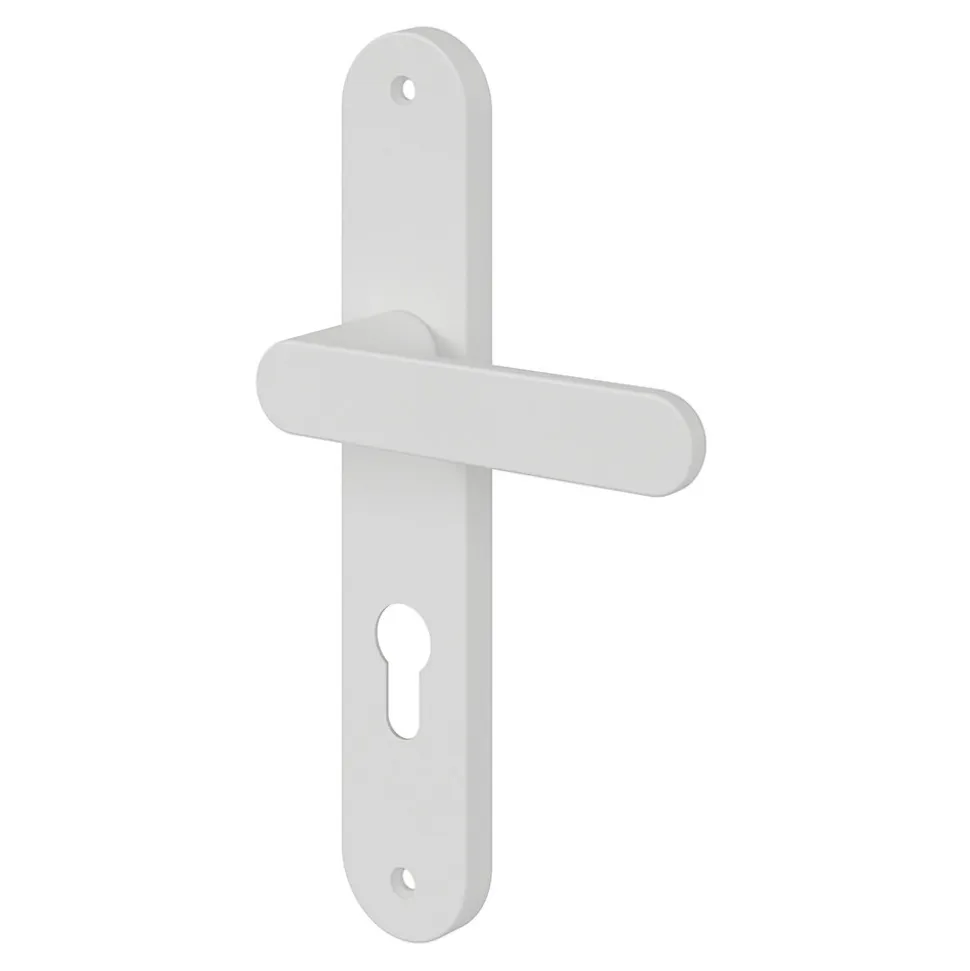 Ensemble poignée sur plaque rond GoodHome Minzh blanc L.120mm x l.40mm entraxe 195mm