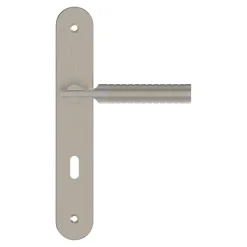 Ensemble poignée sur plaque rond GoodHome Esles aluminium L.243 x l.40mm entraxe 195mm