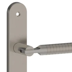 Ensemble poignée sur plaque rond GoodHome Esles aluminium L.243 x l.40mm entraxe 195mm