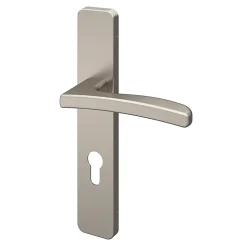 Ensemble poignée sur plaque rectangulairecylindre GoodHome Irvil effet nickel satin gris L.126.5mm x l.42mm entraxe 165-195mm