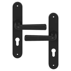 Ensemble poignée sur plaque rond GoodHome Dizel effet nickel noir L.121.5mm x l.40mm entraxe 195mm