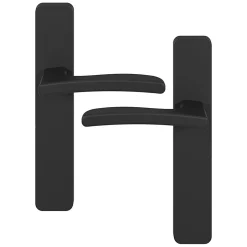 Ensemble poignée sur plaque rectangulaire GoodHome Irvil effet nickel mat noir L.126.5mm x l.42mm entraxe 165-195mm