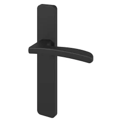 Ensemble poignée sur plaque rectangulaire GoodHome Irvil effet nickel mat noir L.126.5mm x l.42mm entraxe 165-195mm