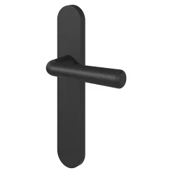 Ensemble poignée sur plaque rond GoodHome Dizel effet nickel mat noir L.121.5mm x l.42mm entraxe 165-195mm