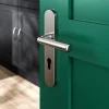 Ensemble poignée sur plaque rondcylindre GoodHome Dizel effet nickel satin gris L.121.5mm x l.42mm entraxe 165-195mm