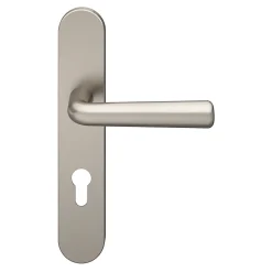 Ensemble poignée sur plaque rondcylindre GoodHome Dizel effet nickel satin gris L.121.5mm x l.42mm entraxe 165-195mm
