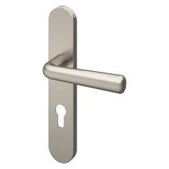 Ensemble poignée sur plaque rondcylindre GoodHome Dizel effet nickel satin gris L.121.5mm x l.42mm entraxe 165-195mm