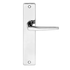 Ensemble poignée sur plaque rectangulaire Colan effet chromé brillant gris L.106mm x l.39.8mm entraxe 195mm