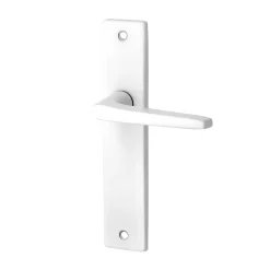 Ensemble poignée sur plaque rectangulaire Colan satin blanc L.106mm x l.39.8mm entraxe 165mm
