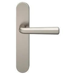 Ensemble poignée sur plaque rond GoodHome Dizel effet nickel satin gris L.121.5mm x l.42mm entraxe 165-195mm