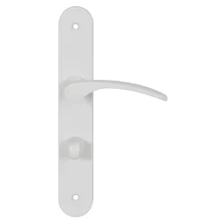 Ensemble poignée sur plaque rond à condamnation GoodHome Beare mat blanc L.110.5mm x l.40mm entraxe 195mm