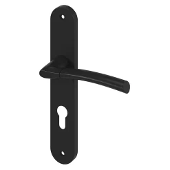 Ensemble poignée sur plaque rond GoodHome Hirel effet nickel noir L.128mm x l.40mm entraxe 195mm