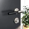 Ensemble poignée sur rosace rond à visser GoodHome Hezo effet nickel satin gris Ø50mm