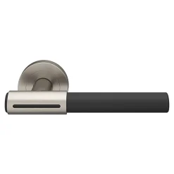 Ensemble poignée sur rosace rond à visser GoodHome Hezo effet nickel satin gris Ø50mm
