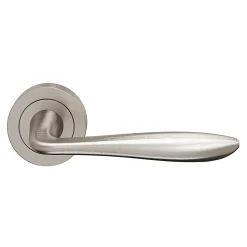 Ensemble poignée sur rosace Incurvé à visser GoodHome Meham effet nickel satin gris Ø52mm