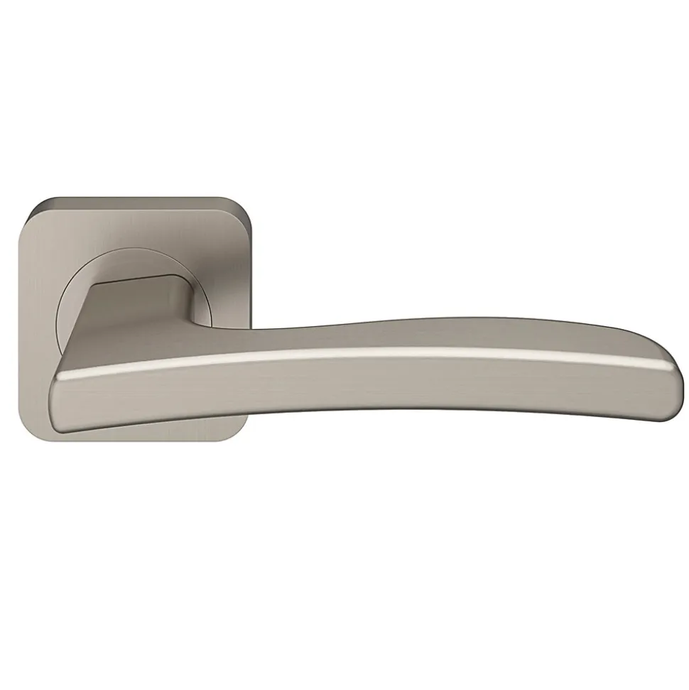 Ensemble poignée sur rosace Carré à visser GoodHome Irvil effet nickel satin gris Ø52.5mm
