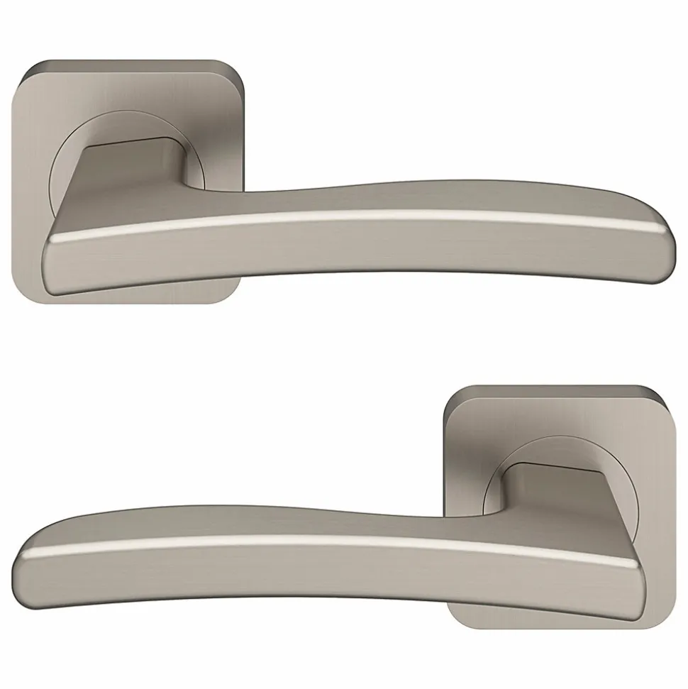 Ensemble poignée sur rosace Carré à visser GoodHome Irvil effet nickel satin gris Ø52.5mm