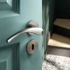 Ensemble poignée sur rosace rond à visser GoodHome Ruis effet nickel satin gris Ø50mm