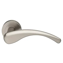 Ensemble poignée sur rosace rond à visser GoodHome Ruis effet nickel satin gris Ø50mm