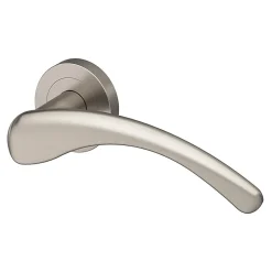 Ensemble poignée sur rosace rond à visser GoodHome Ruis effet nickel satin gris Ø50mm