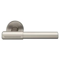 Ensemble poignée sur rosace rond à visser GoodHome Hezo aluminium effet nickel satin gris Ø50mm