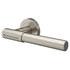 Ensemble poignée sur rosace rond à visser GoodHome Hezo aluminium effet nickel satin gris Ø50mm