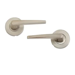 Ensemble poignée sur rosace rond à pousser Colan aluminium argent Ø52mm