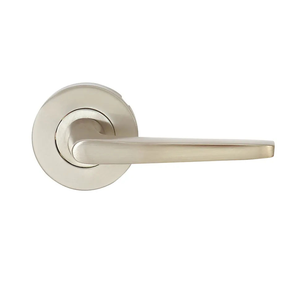 Ensemble poignée sur rosace rond à pousser Colan aluminium argent Ø52mm