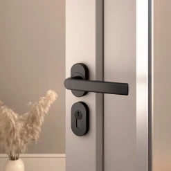 Ensemble poignée sur rosace Sel scroll à visser GoodHome Primel mat gris anthracite
