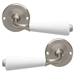 Ensemble poignée sur rosace incurvé vis traversante ou à vis GoodHome Porcelaine Vras brillant blanc Ø48mm
