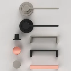 Ensemble poignée sur rosace Droit à visser GoodHome Dotz effet nickel satin gris Ø52mm