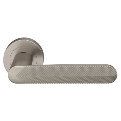 Ensemble poignée sur rosace rond à visser GoodHome Garlan effet nickel satin gris Ø50mm