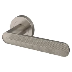 Ensemble poignée sur rosace rond à visser GoodHome Garlan effet nickel satin gris Ø50mm