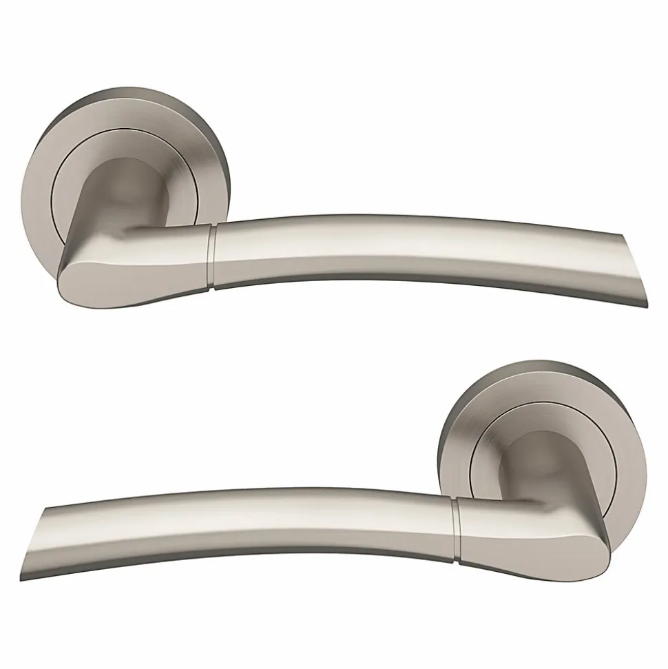 Ensemble poignée sur rosace rond à visser GoodHome Hirel effet nickel satin gris Ø50mm