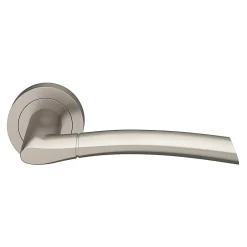 Ensemble poignée sur rosace rond à visser GoodHome Hirel effet nickel satin gris Ø50mm