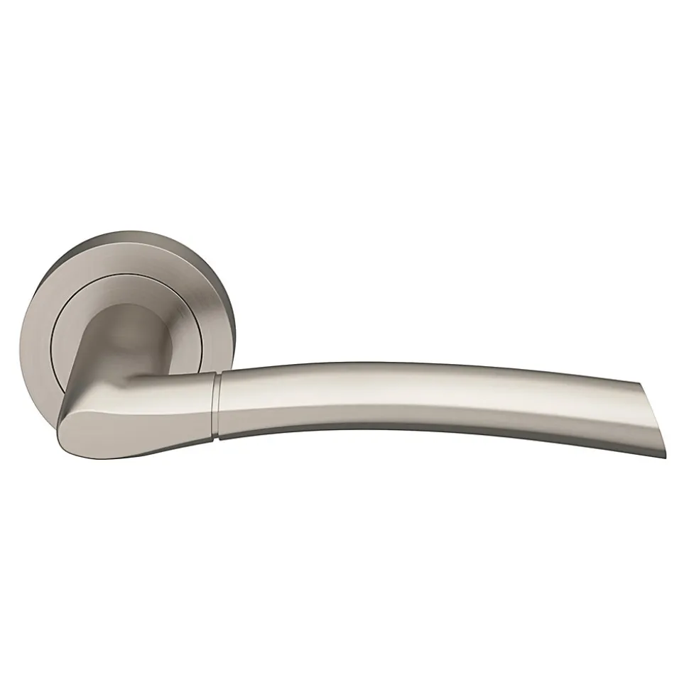 Ensemble poignée sur rosace rond à visser GoodHome Hirel effet nickel satin gris Ø50mm